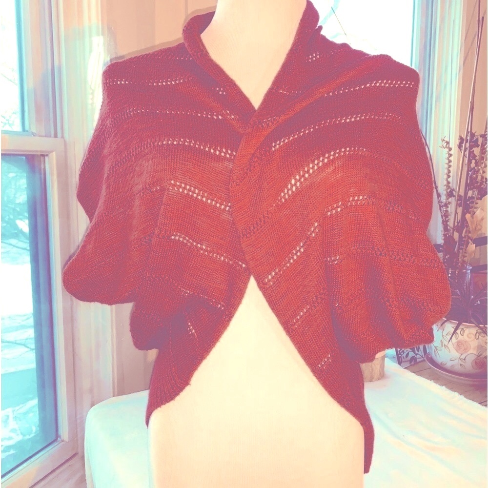 Shrug sweater open knit Burnt sienna orange XS
